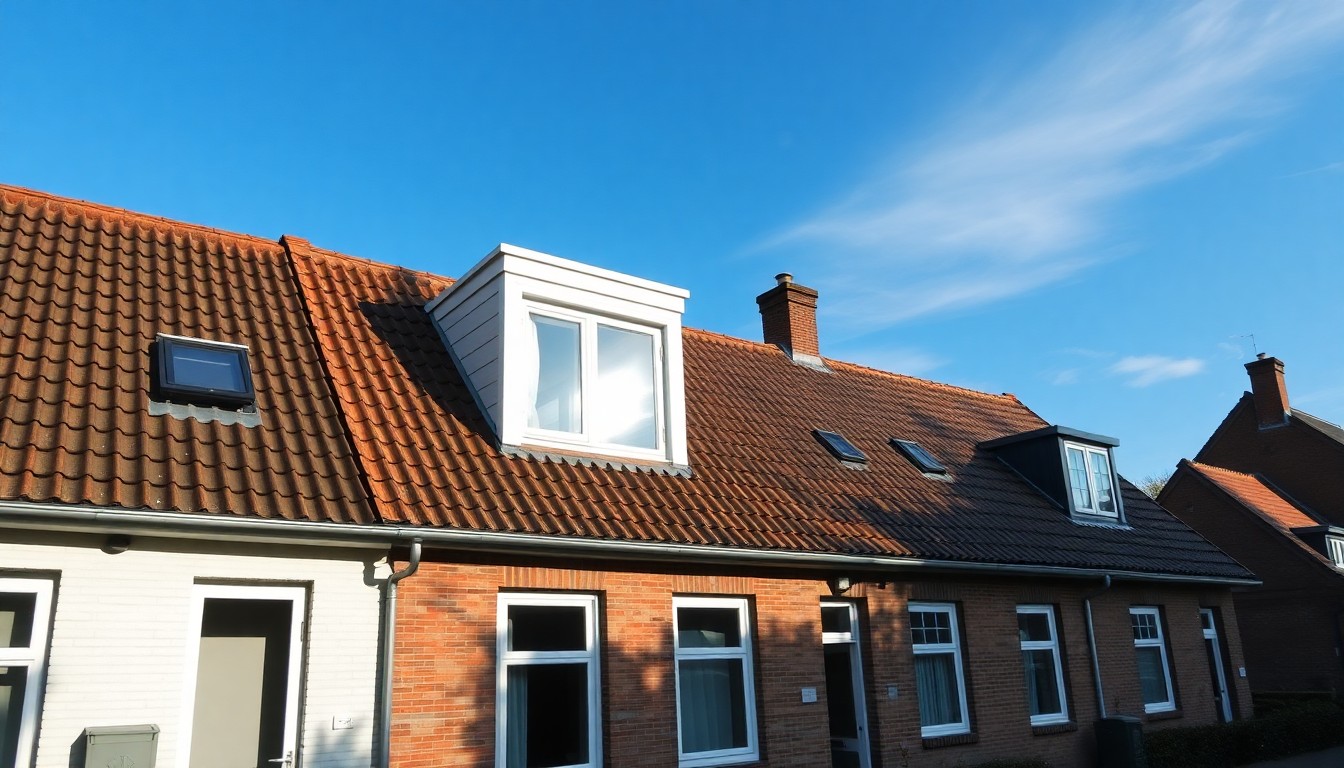 Witte dakkapel net geplaatst op Nederlandse rijwoning