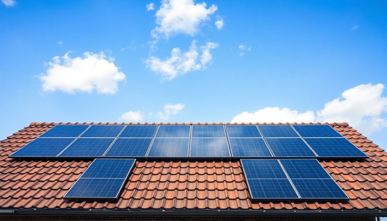 Zwarte zonnepanelen op Nederlands dak onder blauwe lucht