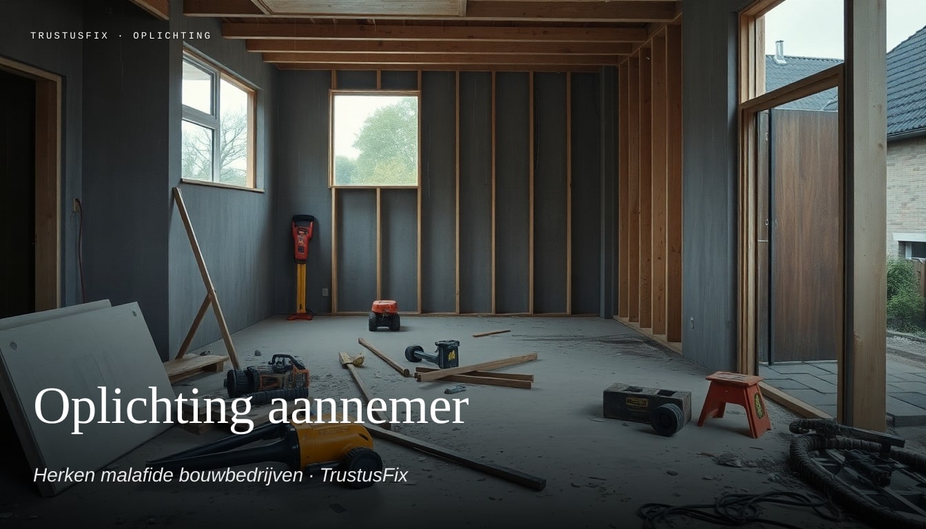 Oplichting bij aannemer — visuele weergave van patronen die wij zien in praktijk en meldingen