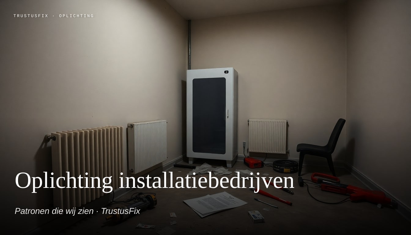Oplichting bij installatiebedrijven — visuele weergave van patronen die wij zien in praktijk en meldingen